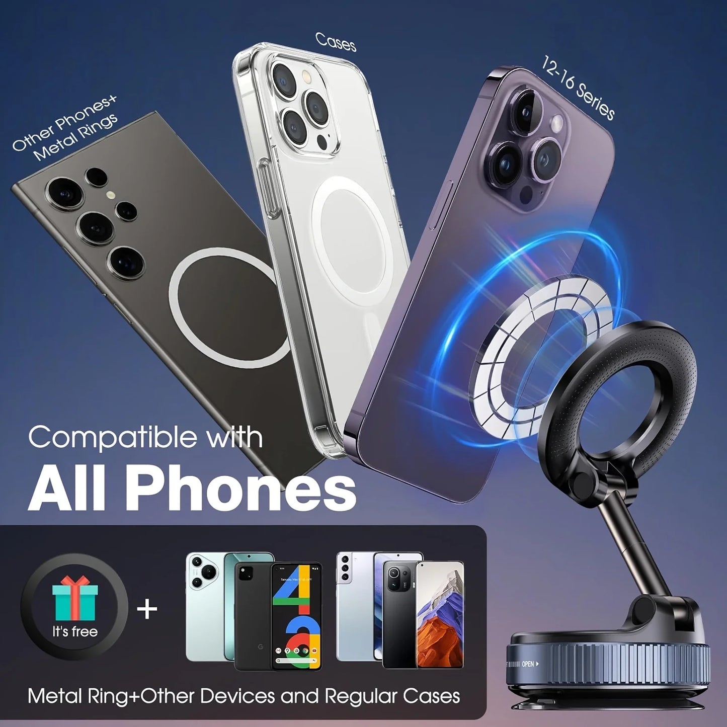 Aluminum Alloy Magnetic Car Phone Holder