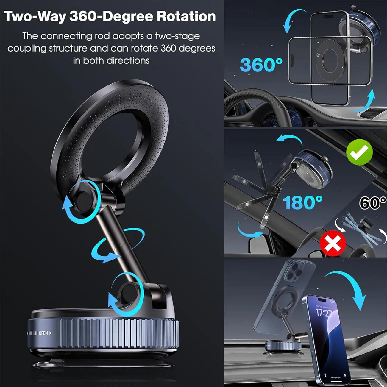 Aluminum Alloy Magnetic Car Phone Holder